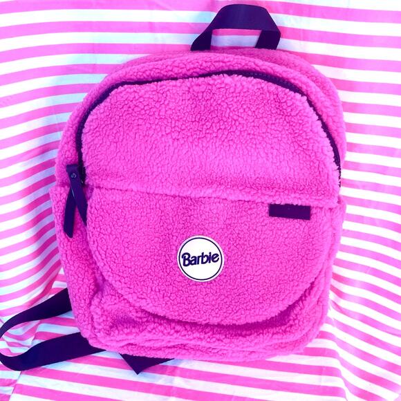 NWT Barbie x Vooray Lexi Faux Sherpa Backpack pink RV $55 MAKES A GREAT GIFT! - Picture 2 of 6